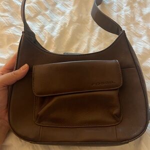Fossil Brown Leather Shoulder Bag